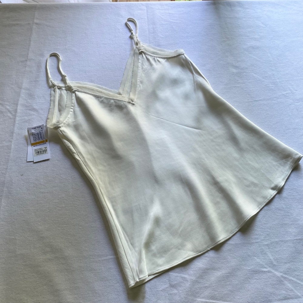 NWT Frame White Lounge Cami Tank Top Women's Small Bloomingdales V Neck Elegant